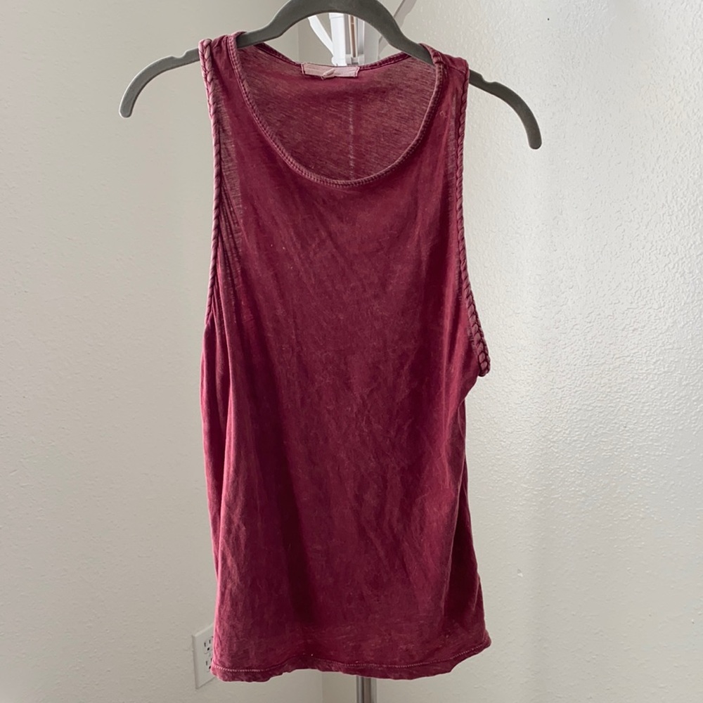 Cotton red braided muscle tank